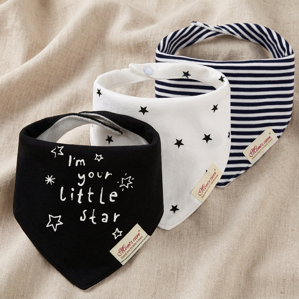 Baby Lyra 3-Piece Cotton Bandana Bib Set - Easy Clean