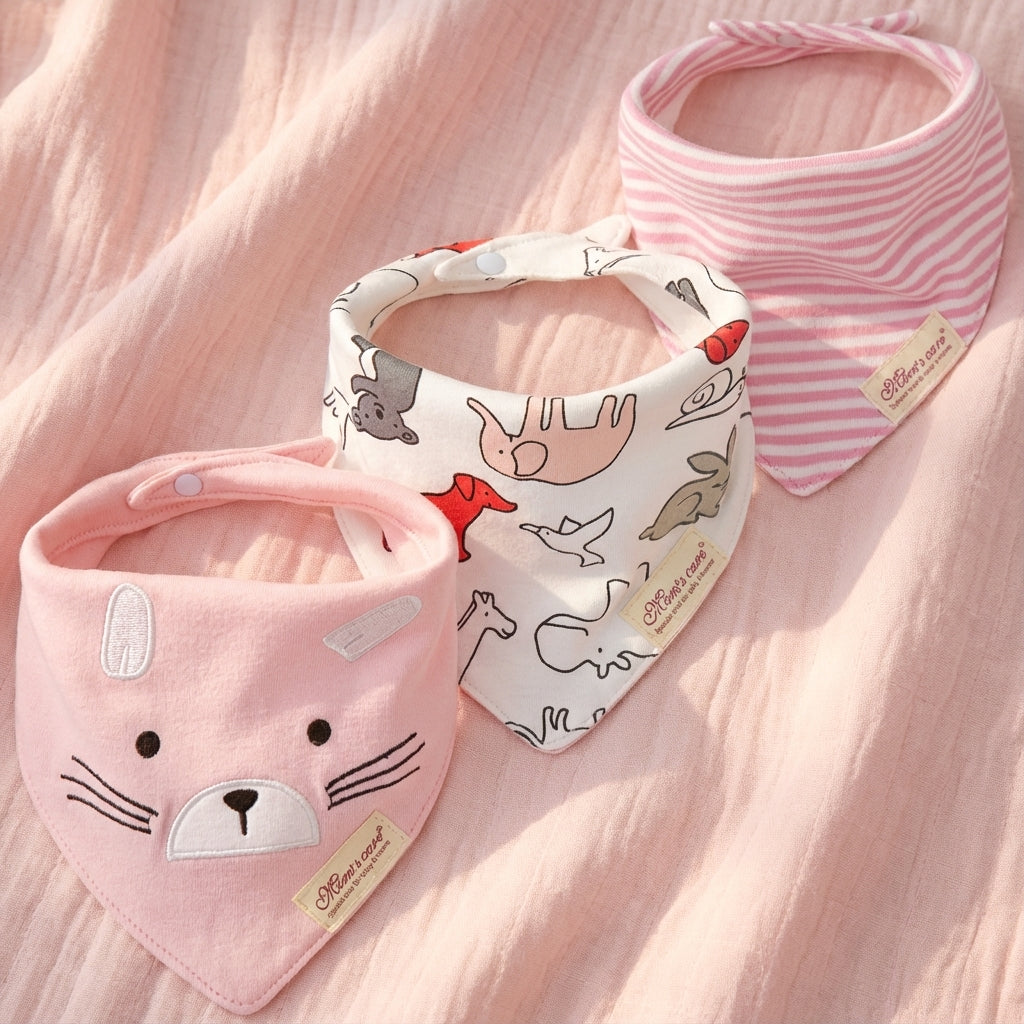 Baby Lyra 3-Piece Cotton Bandana Bib Set - Easy Clean