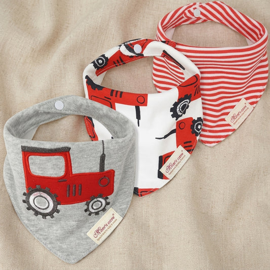 Baby Lyra 3-Piece Cotton Bandana Bib Set - Easy Clean