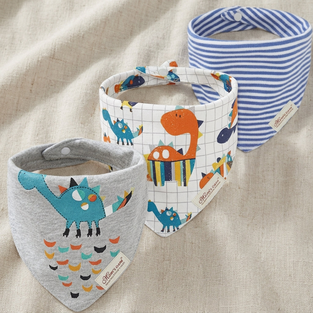 Baby Lyra 3-Piece Cotton Bandana Bib Set - Easy Clean