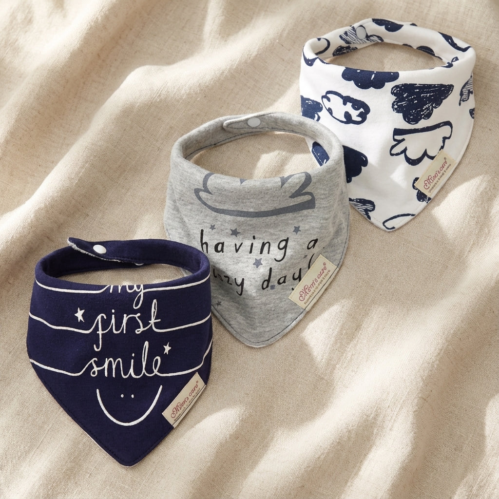 Baby Lyra 3-Piece Cotton Bandana Bib Set - Easy Clean