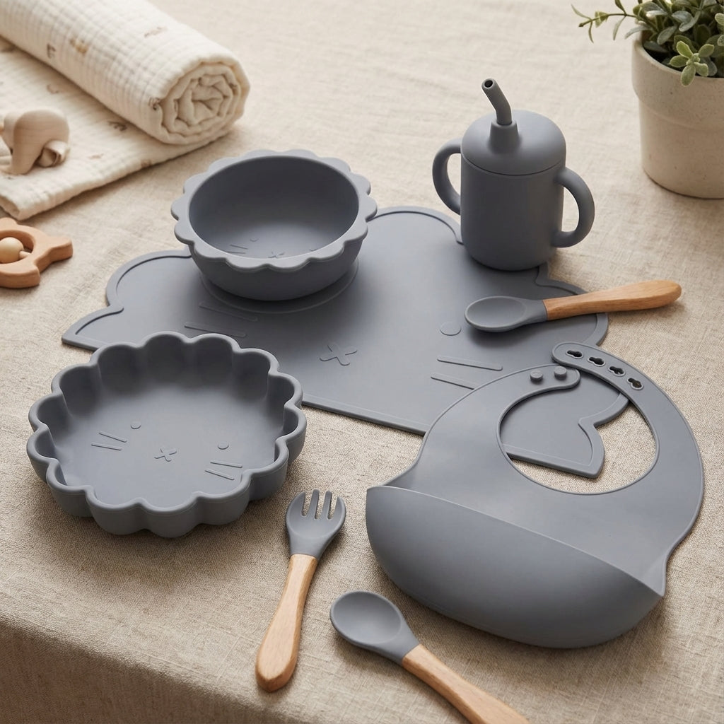 Baby Lyra Food Grade Silicone Feeding Set - Microwave Safe