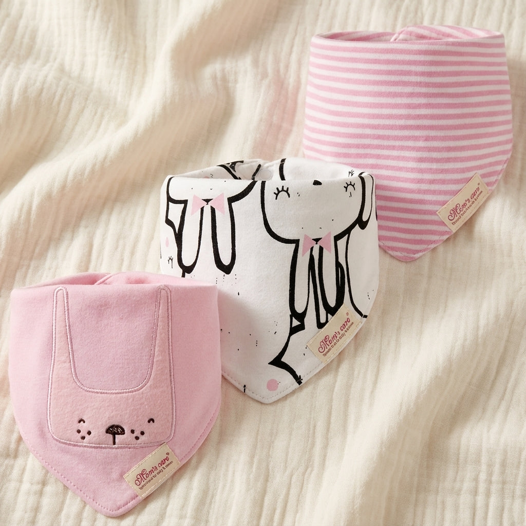 Baby Lyra 3-Piece Cotton Bandana Bib Set - Easy Clean