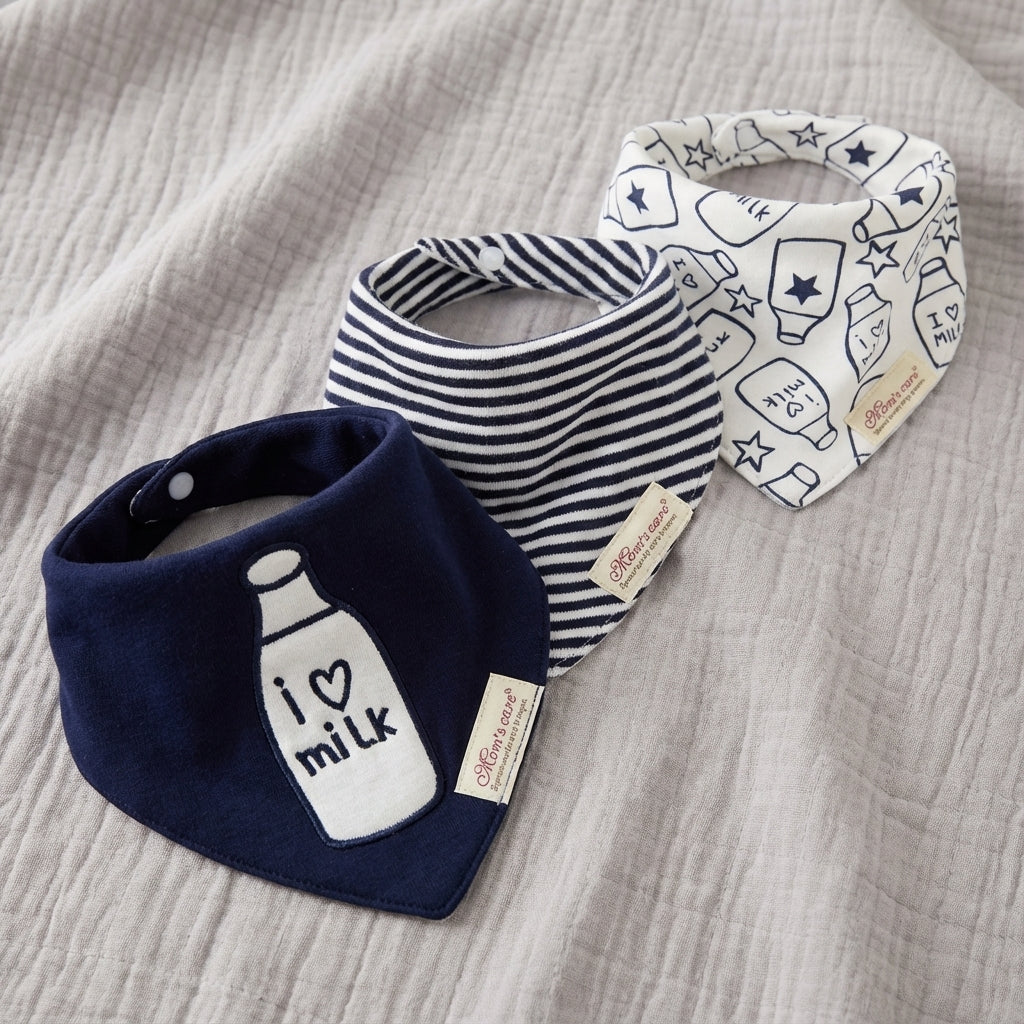 Baby Lyra 3-Piece Cotton Bandana Bib Set - Easy Clean